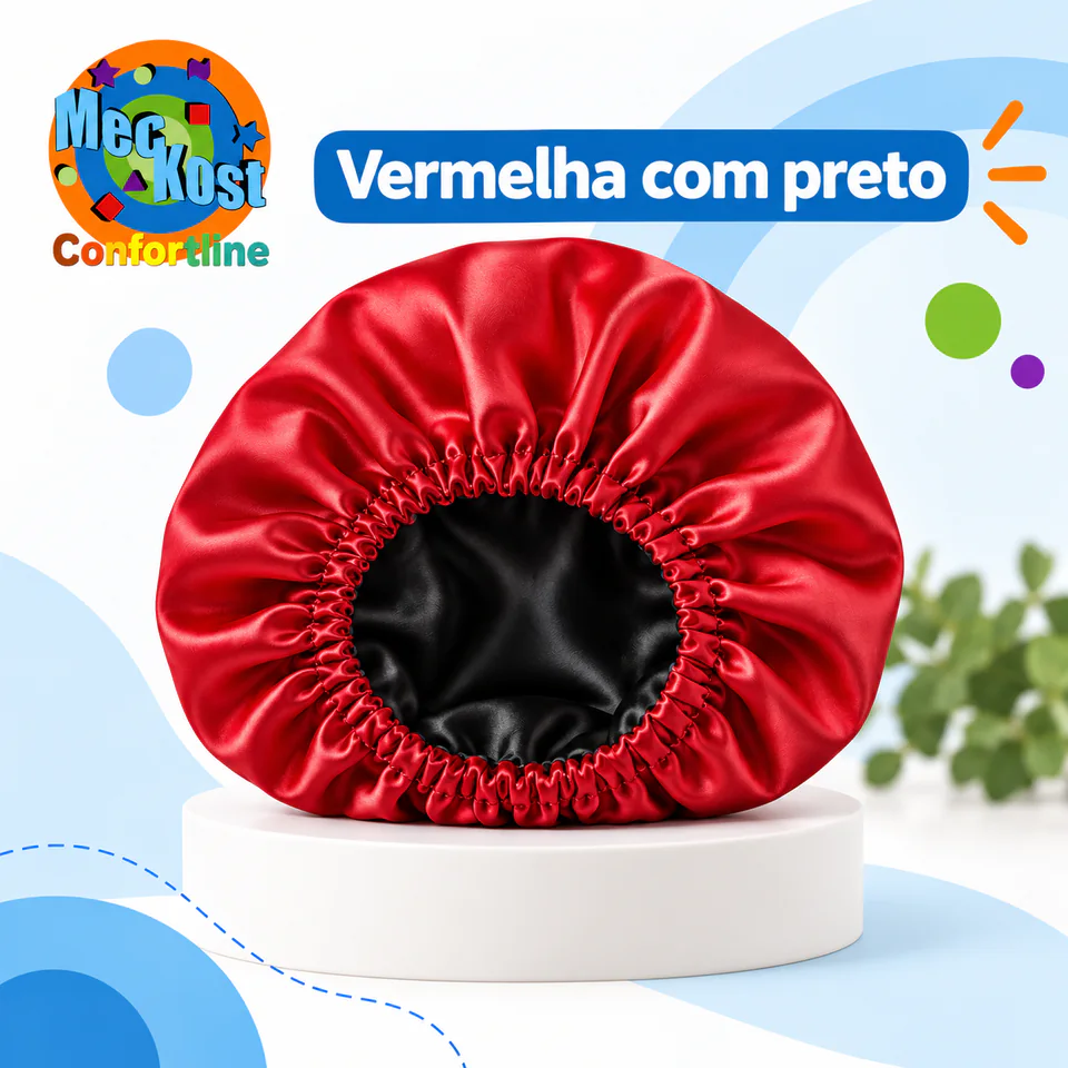 Touca de Cetim na opção Vermelha com preto