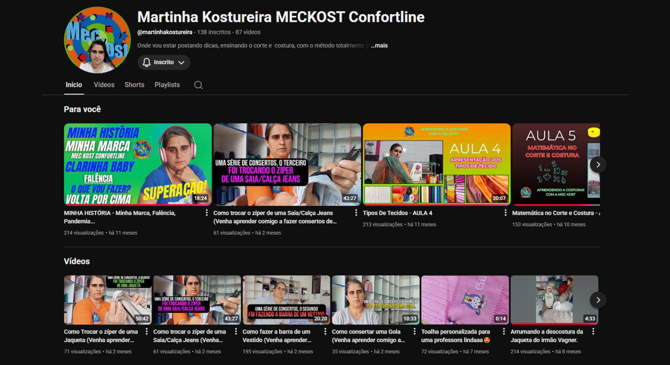 Canal MecKost no YouTube